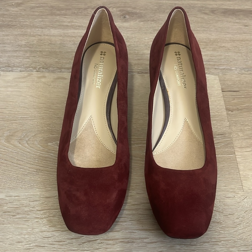 Naturalizer Wanda Burgundy Suede Leather Block Heels Size 7